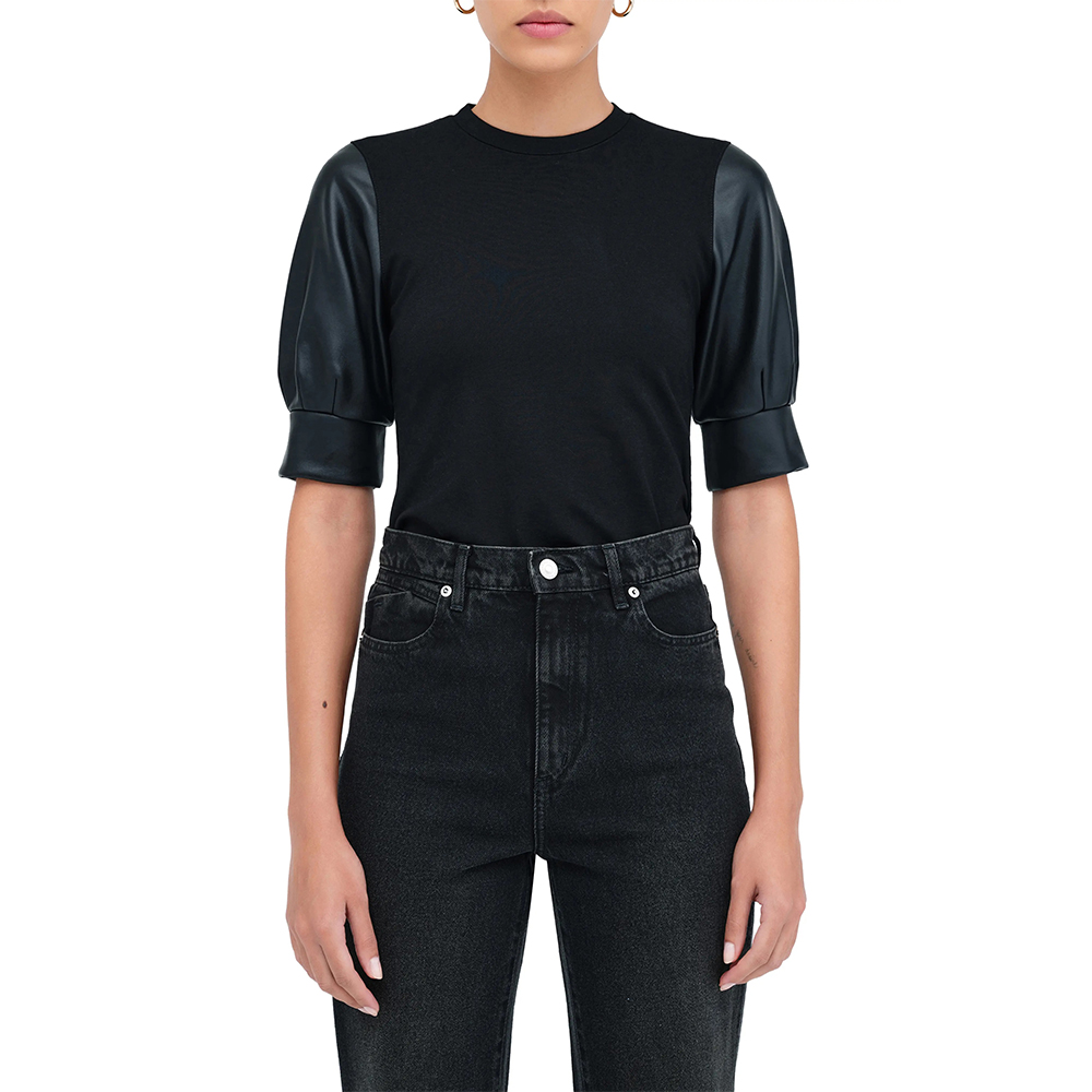 Real Leather Sleeve Top