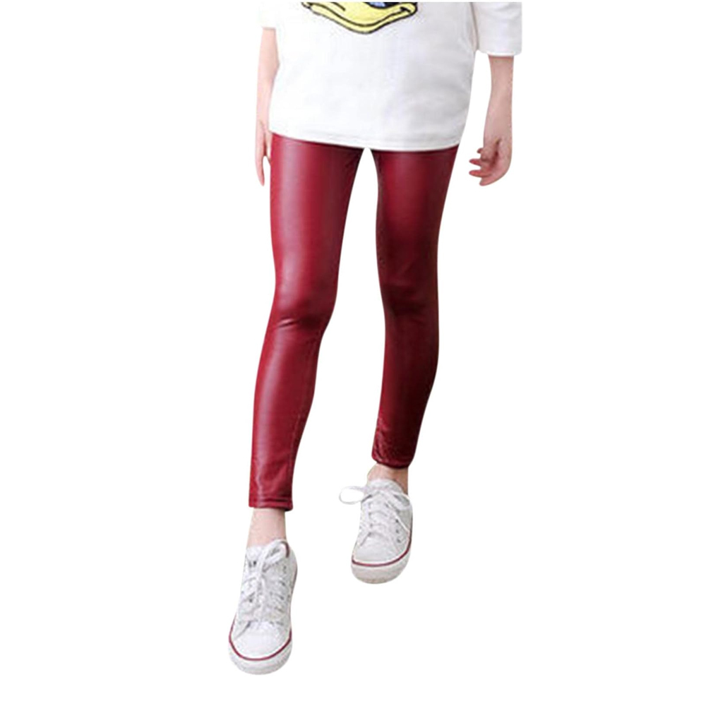 Girls Real Leather Pants Straight