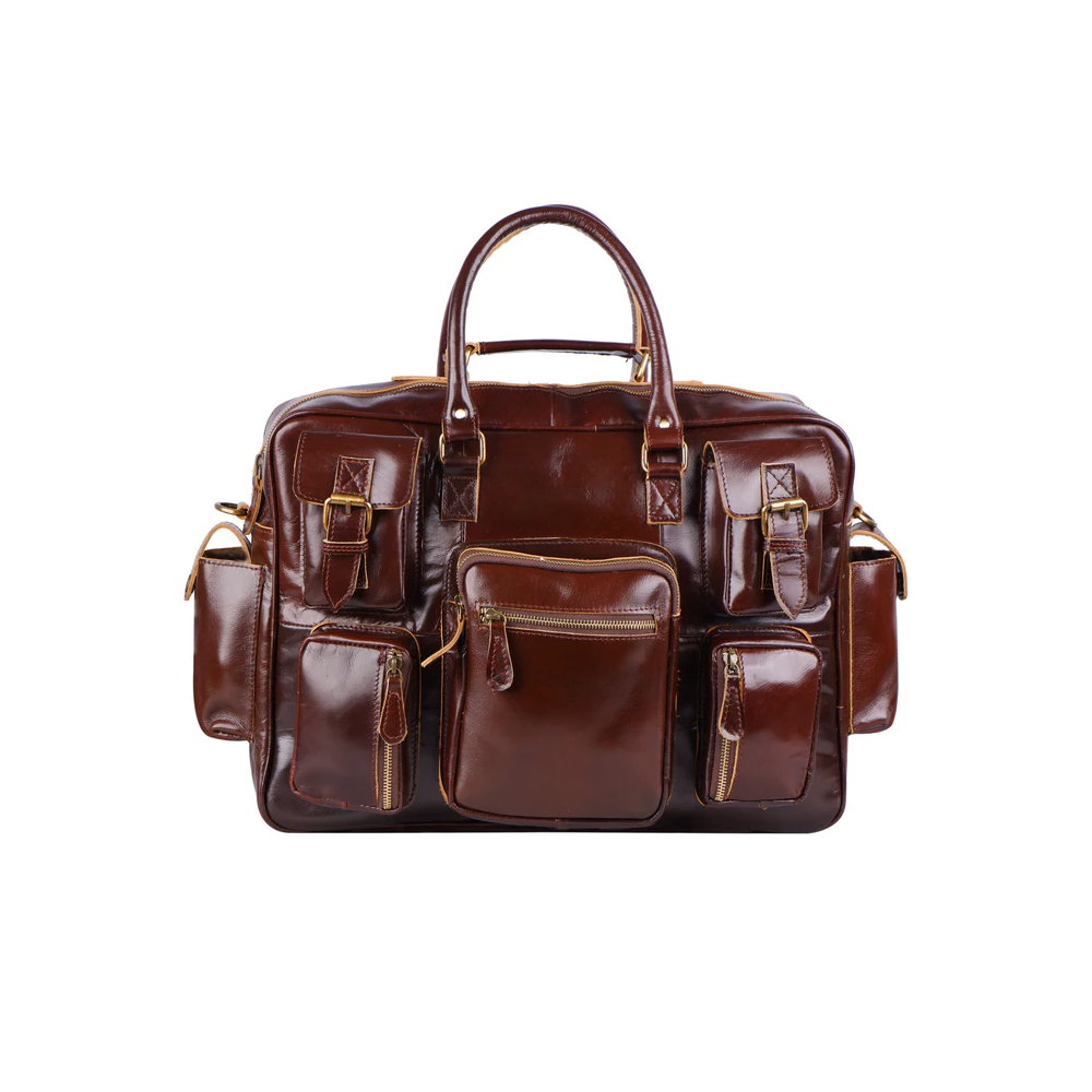 The Preston Vintage Tan Leather Briefcase