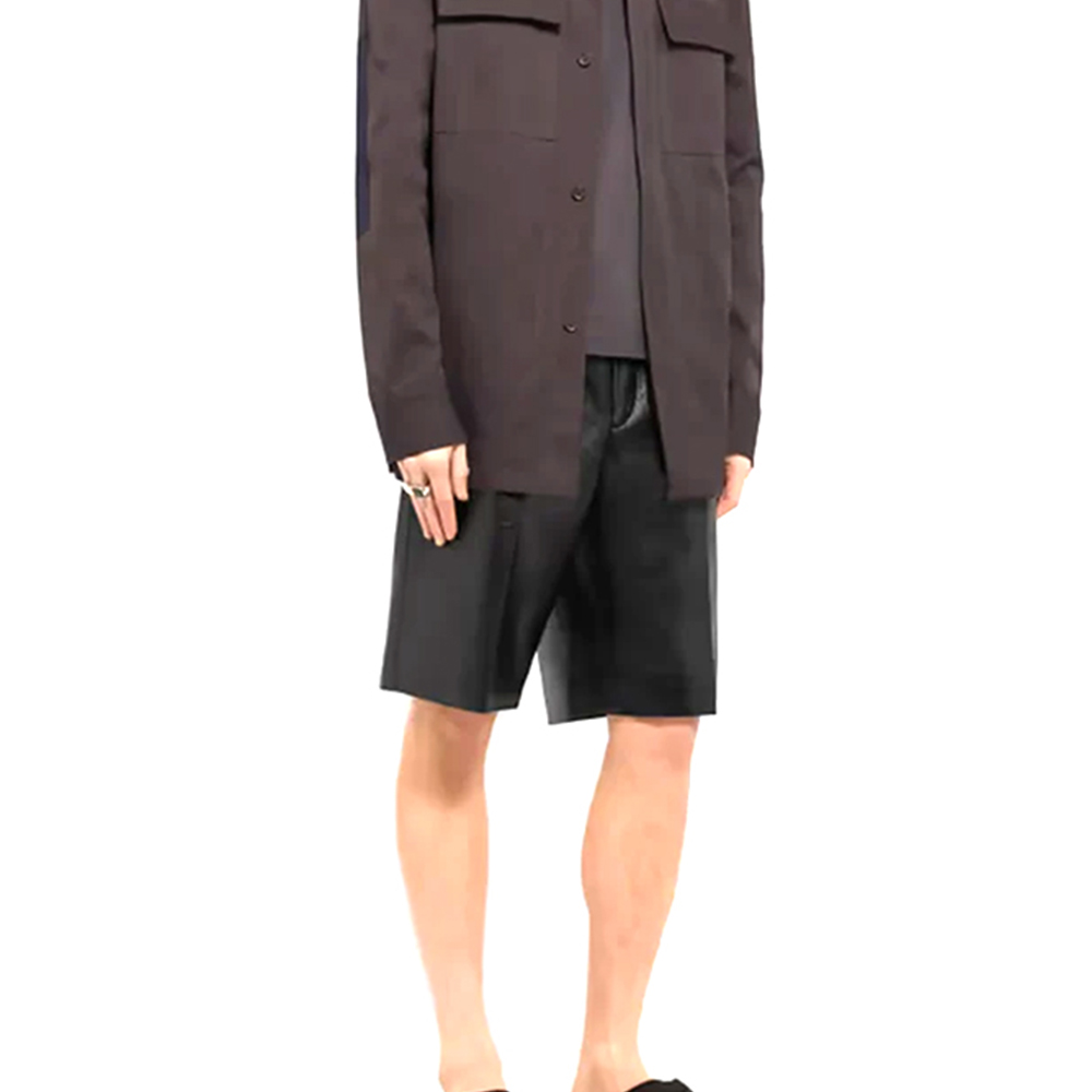 Mens Black Leather Shorts