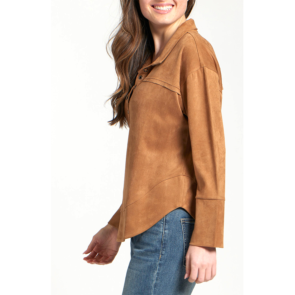 Real Leather Henley Top