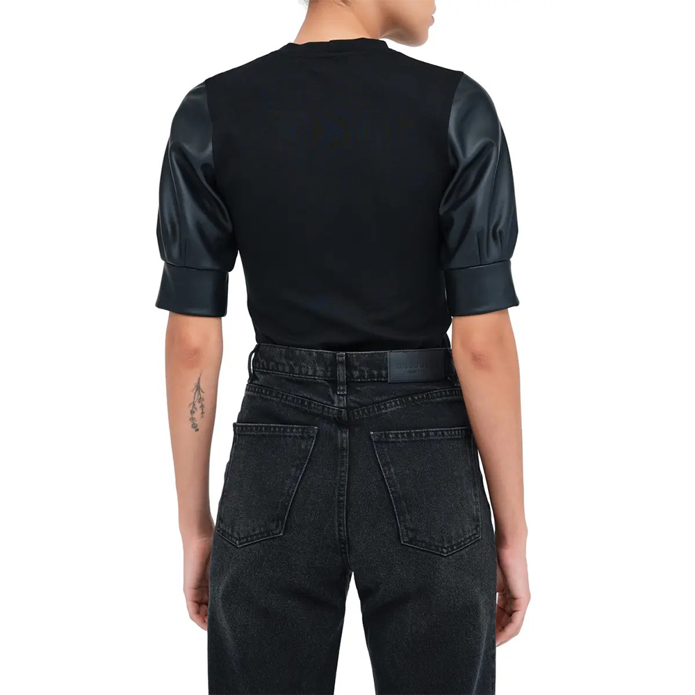 Real Leather Sleeve Top - Image 3