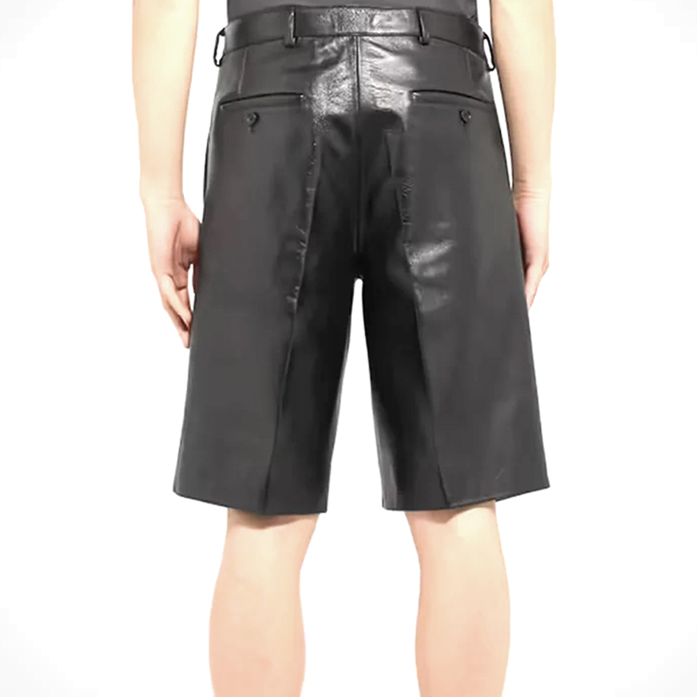 Mens Black Leather Shorts
