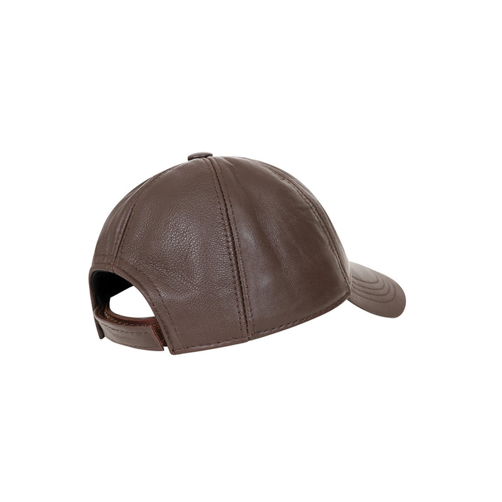Genuine Lamb Nappa Leather Baseball Cap – Light Brown Curved Peak