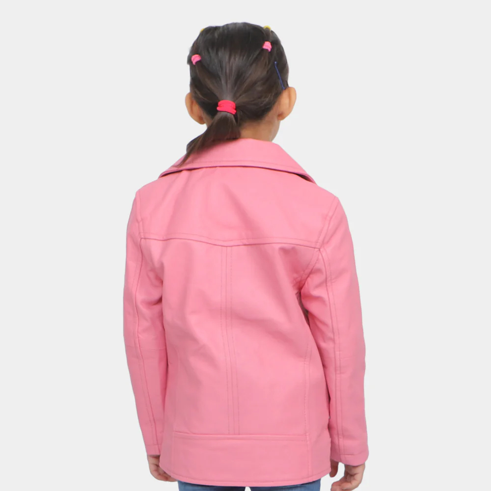 Girls Genuine Sheep Leather Jacket – Pink