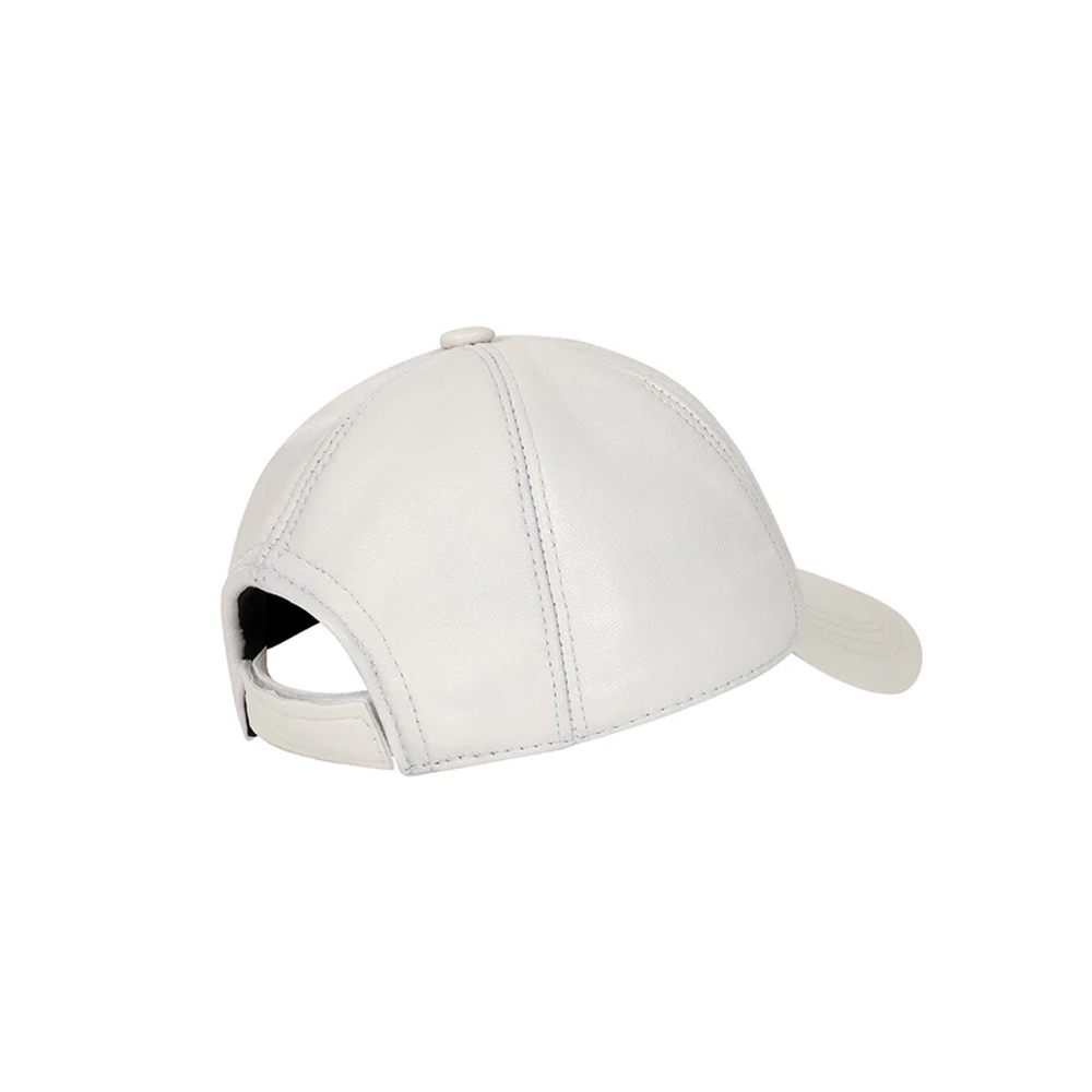 White Leather Baseball Cap – Curved Peak Nappa Leather Hat