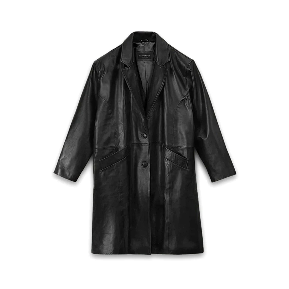 Womens Ashley Roberts Formal Party Leather Trench Coat