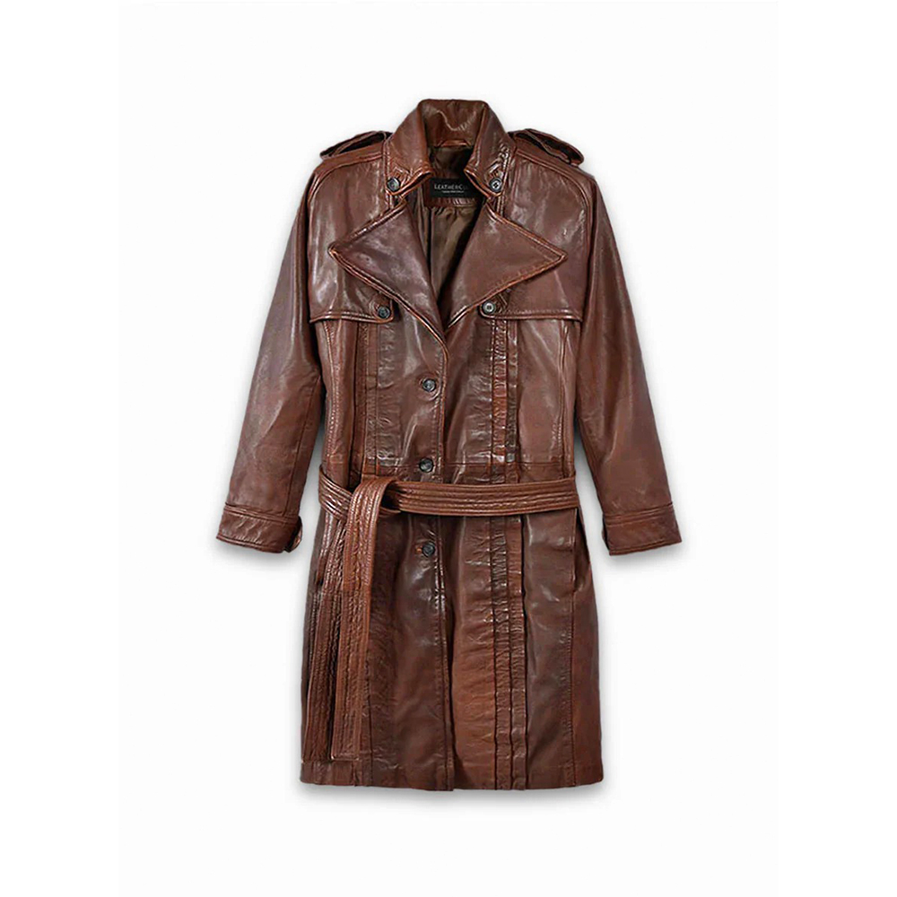 Women’s Spanish Brown Leather Trench Coat