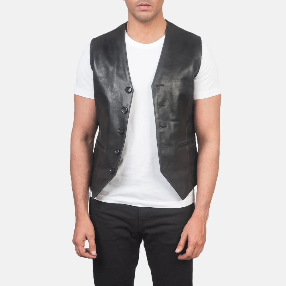 Auden Black Leather Vest - Image 3