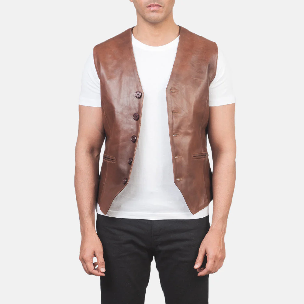 Roland Black Leather Biker Vest