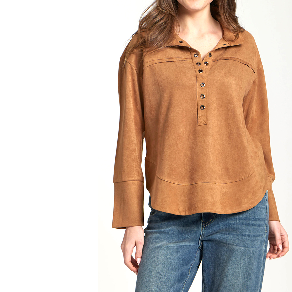 Real Leather Henley Top