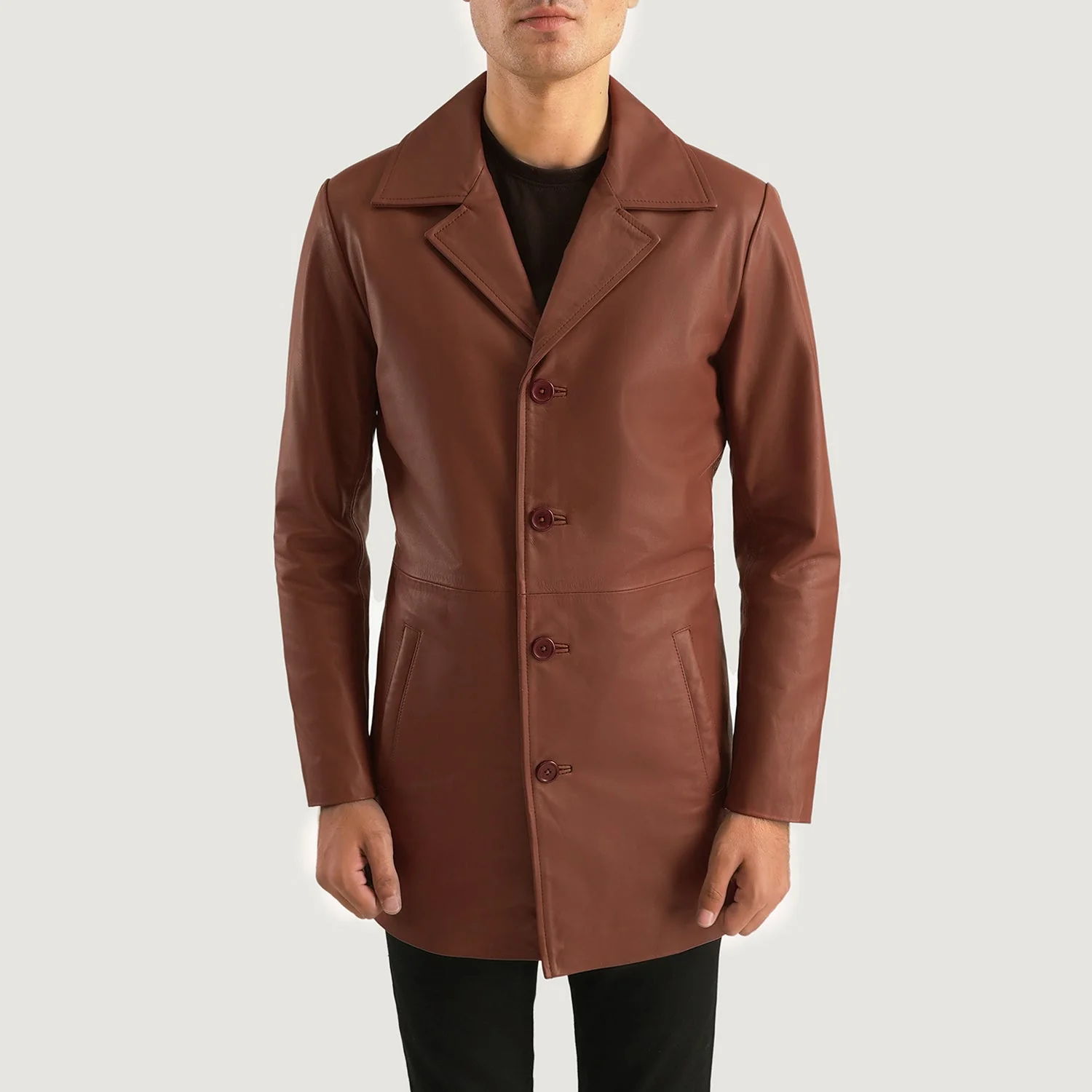 Classmith Brown Leather Coat - Image 3