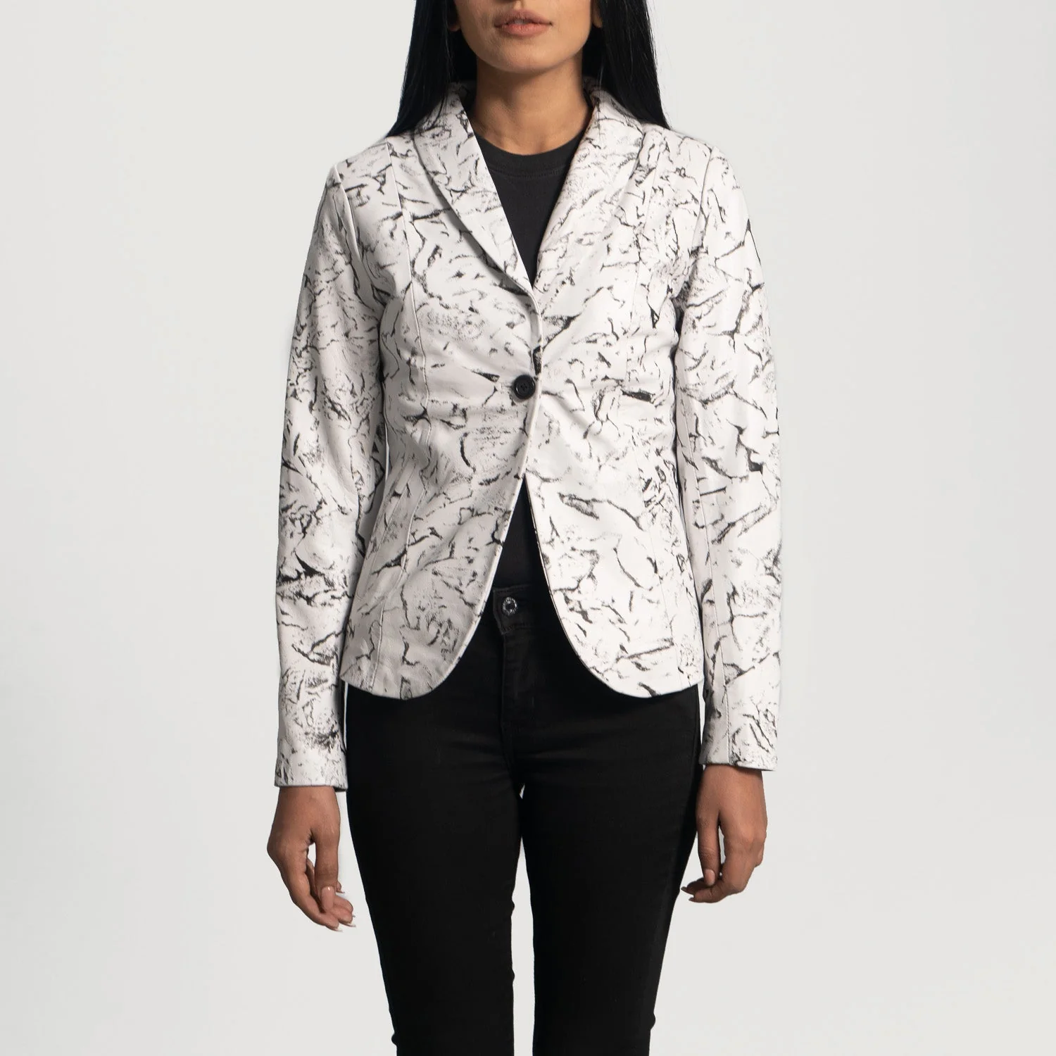 Donna Blake White Leather Blazer - Image 3