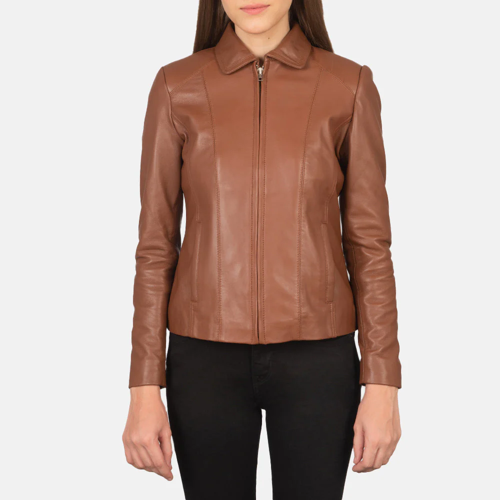 Colette Brown Leather Jacket - Image 3
