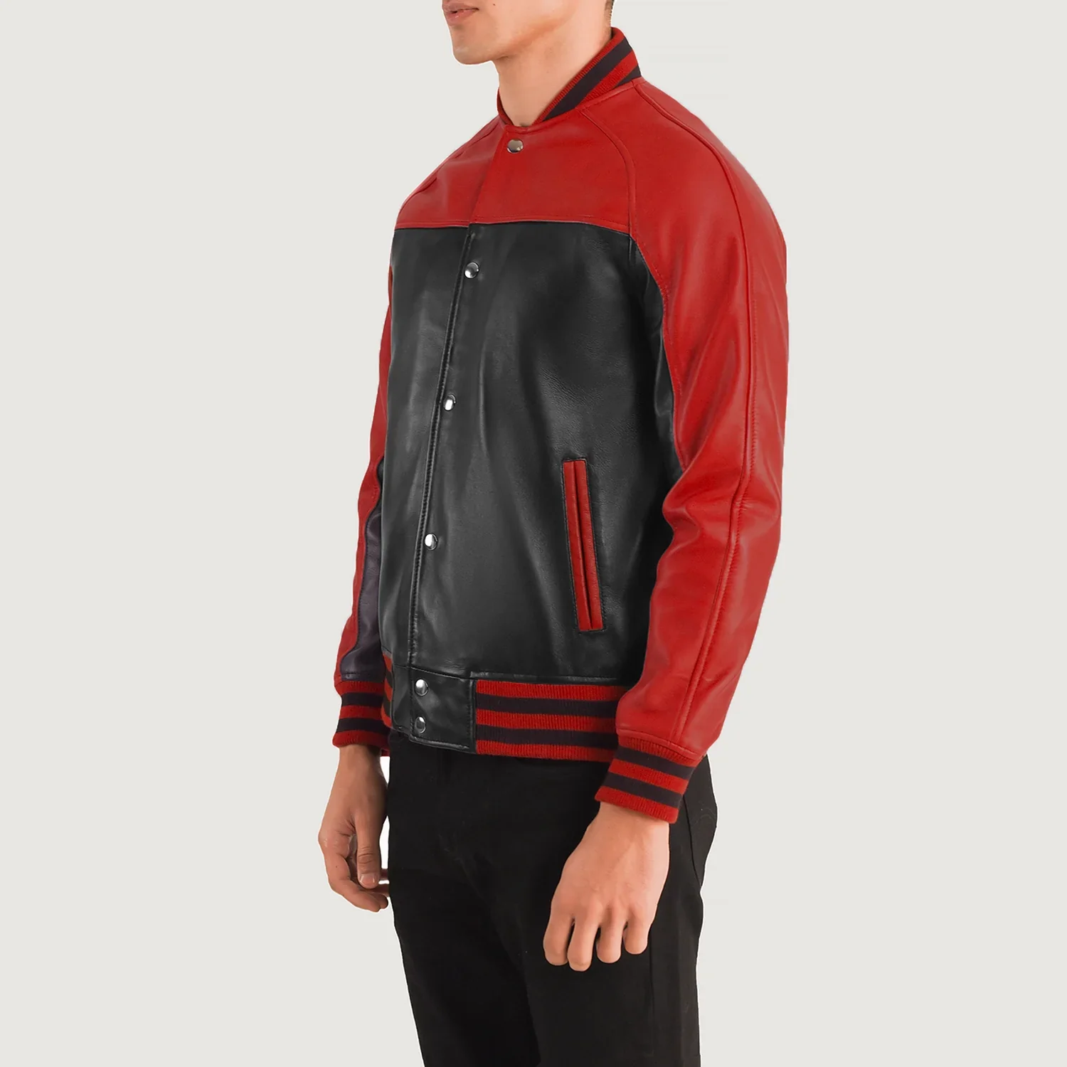Terrance Black & Red Leather Varsity Jacket - Image 3