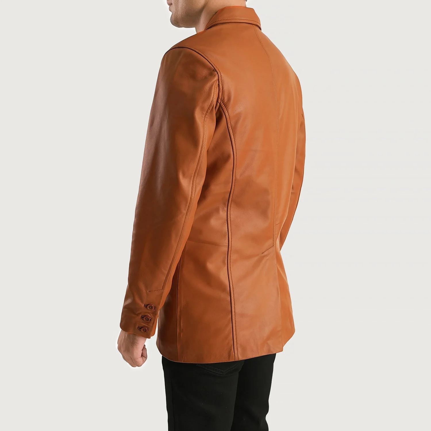 Ray Cutler Tan Brown Leather Blazer - Image 2