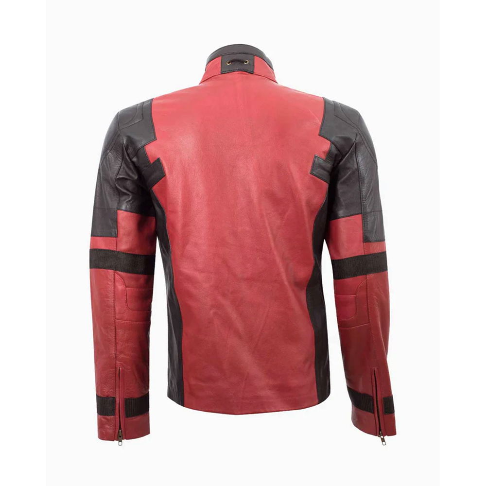 Red and Black Biker-Style Leather Jacket