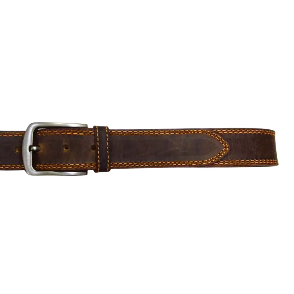 Dark Brown Leather Casual Belt – Double Stitched 40mm Wide