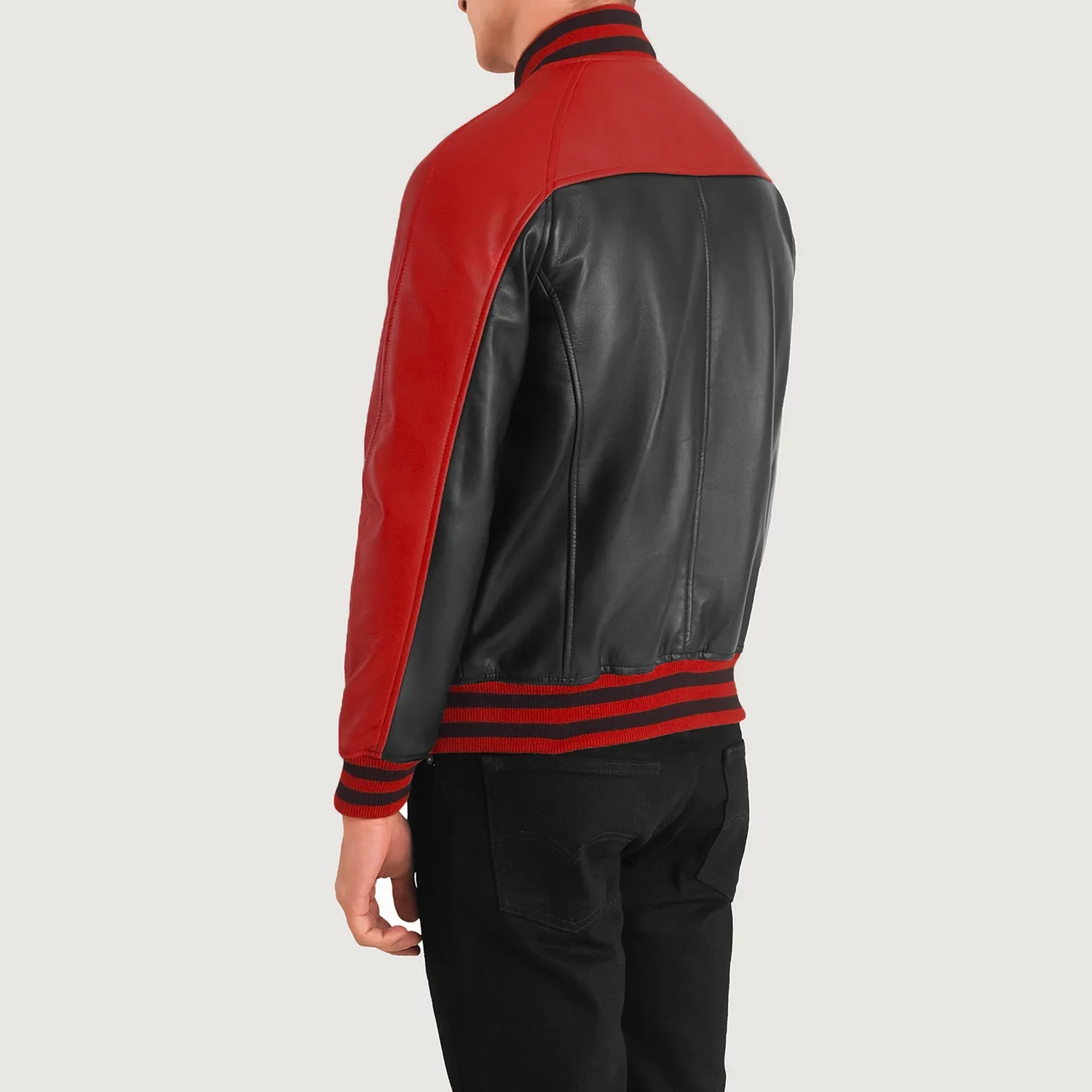 Terrance Black & Red Leather Varsity Jacket - Image 2