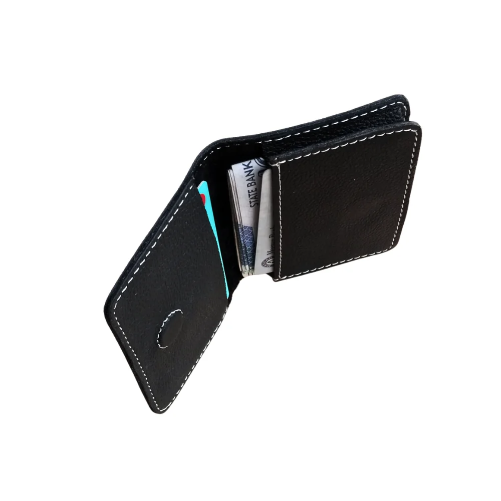 Black Slim Leather Wallet for Men - Image 3