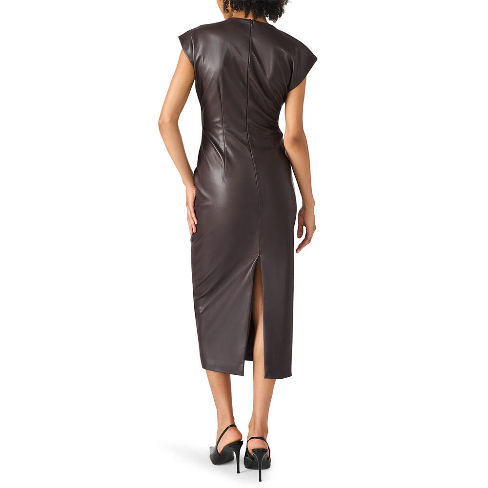 Real Leather Midi Dress
