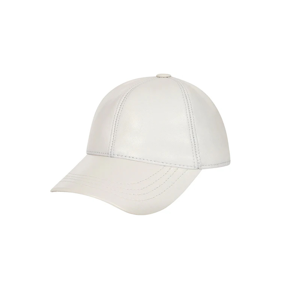 White Leather Baseball Cap – Curved Peak Nappa Leather Hat