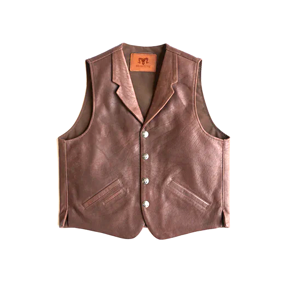 Mens Western Stlye Brown Leather Vest