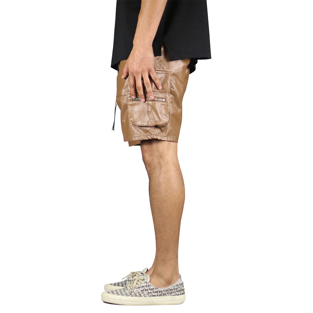 Brown Leather Cargo Short