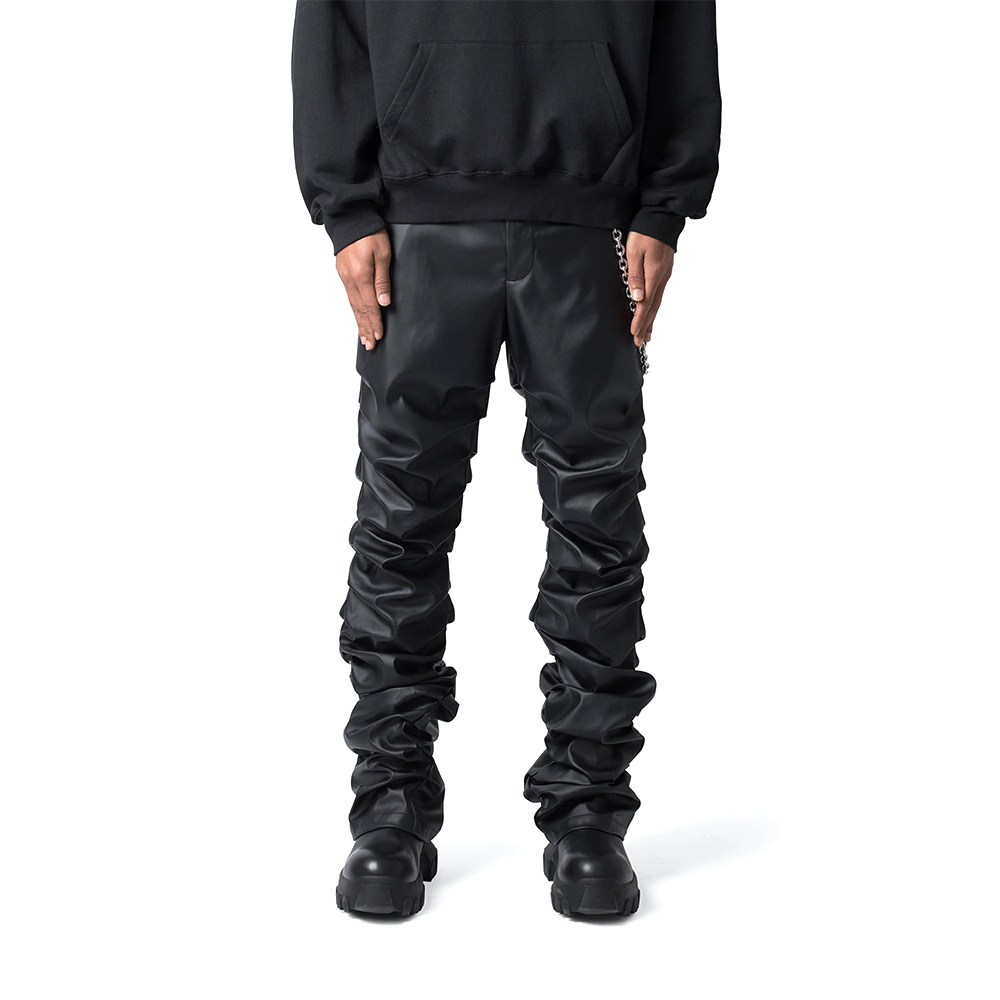 Stacked Real Leather Pants