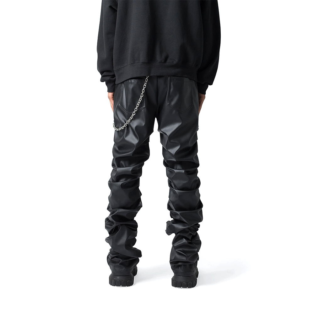 Stacked Real Leather Pants - Image 3