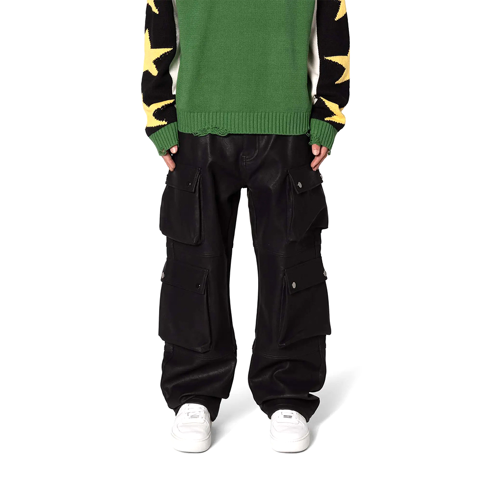 Ultra Baggy Real Leather Cargo Pants