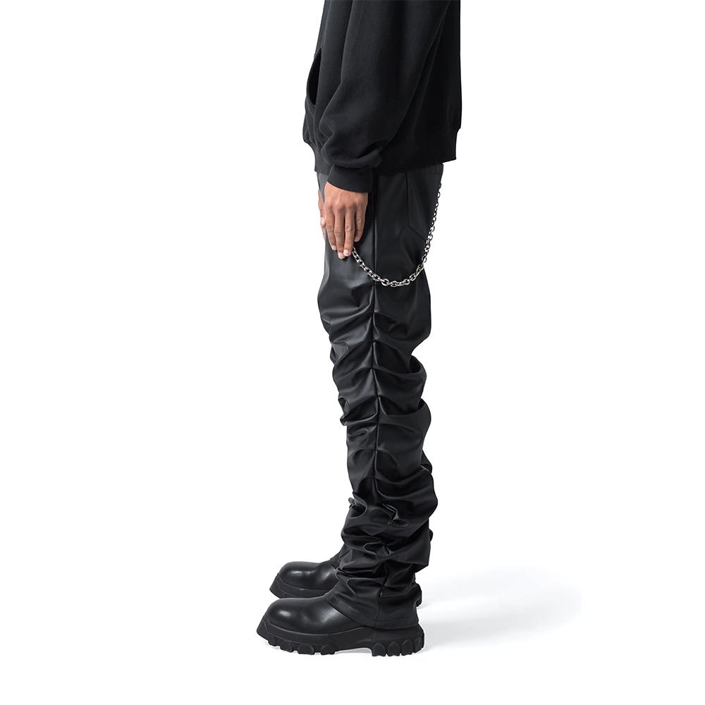 Stacked Real Leather Pants