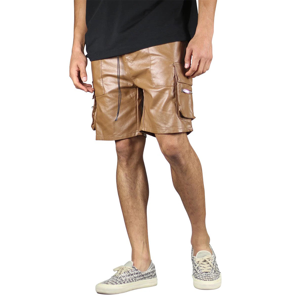 Brown Leather Cargo Short - Image 3
