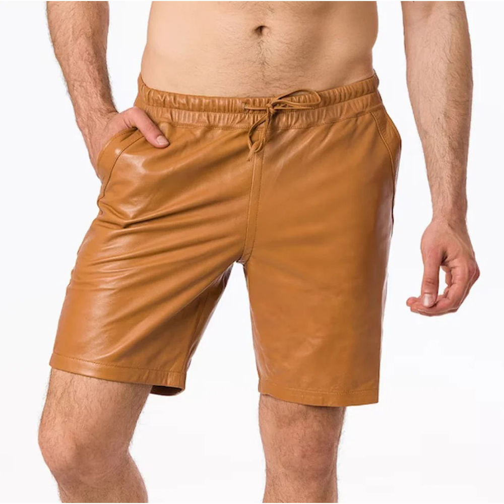 Classy Leather Shorts For Men In Hook & Loop Closer