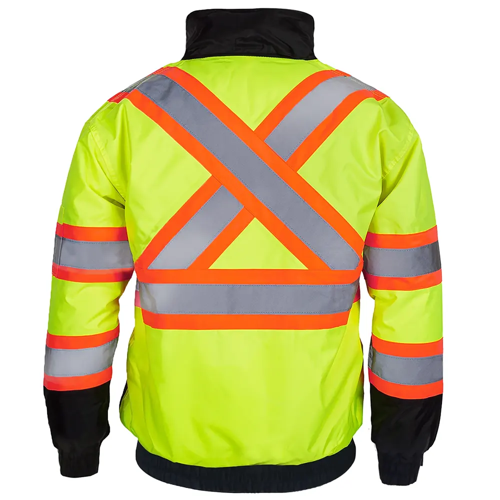 Hi-Vis Safety Bomber Jacket with Reflective Stripes
