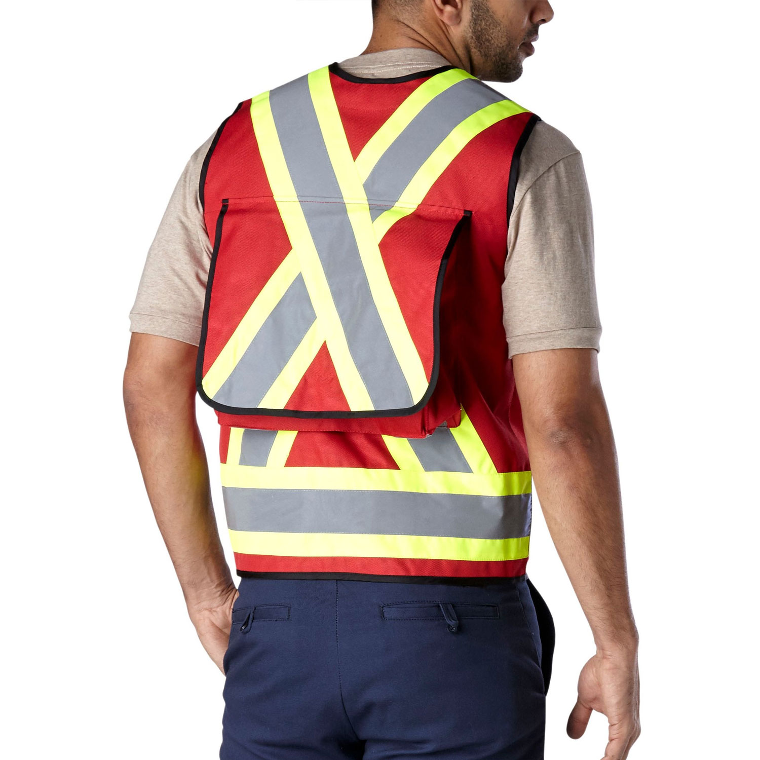 Men's All-Trades Red Surveyor Safety Vest - Image 2