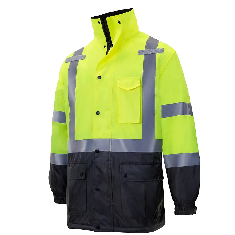 Hi-Vis Parka Safety Jacket with Reflective Stripes